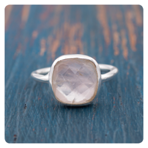 Faceted Rose Quartz Silver Ring