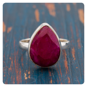 Red Corundum Silver Ring