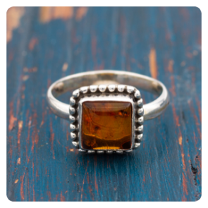 Amber Silver Ring
