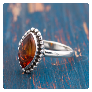 Amber Silver Ring