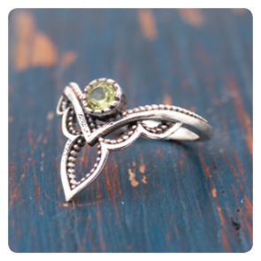 Peridot Crown Silver Ring