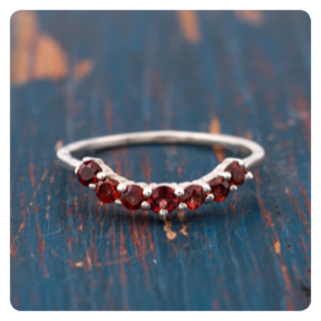 Red Garnet Silver Ring 