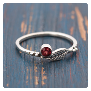 Garnet Silver Stacking Ring