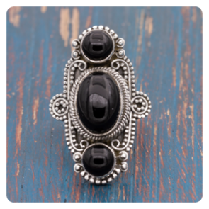 Black Onyx Silver Ring