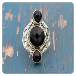 Black Onyx Silver Ring 