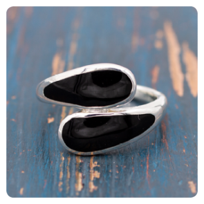 Black Shell Silver Ring 