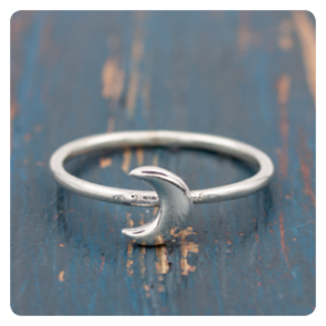 Crescent Moon Silver Ring